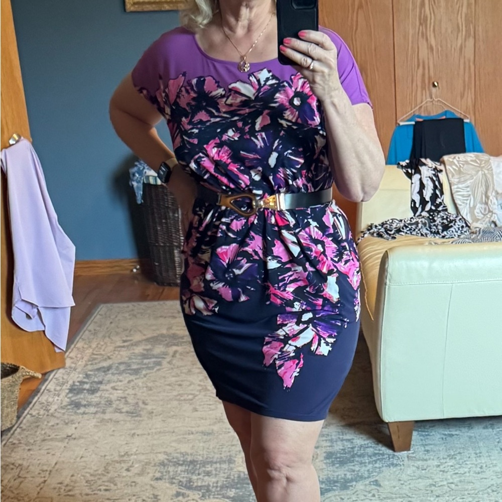 BCBGMaxAzria Purple and Navy Blue Mini Dress